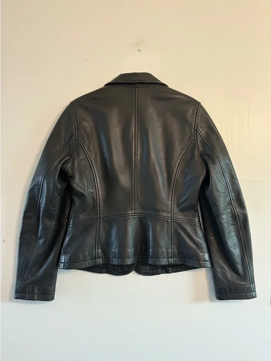 Boden Butter-Soft Leather Blazer Jacket Black Size 10 EUC - Picture 2 of 7